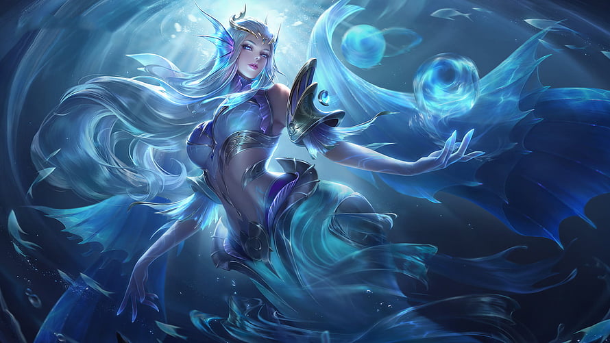 Wu Zetian Ocean Heart Skin from King of Glory Fantasy Artwork HD wallpaper
