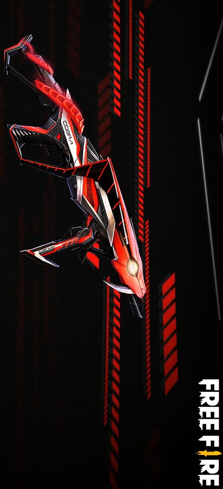Free Fire Cobra MP40 Weapon Skin with Red and Black Neon Design HD phone wallpaper