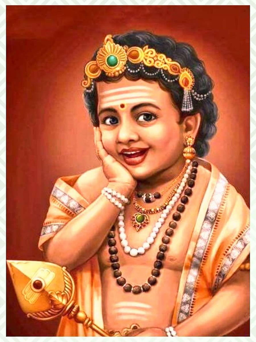 Baby Lord Murugan Portrait with Traditional Jewelry and Golden Crown HD phone wallpaper