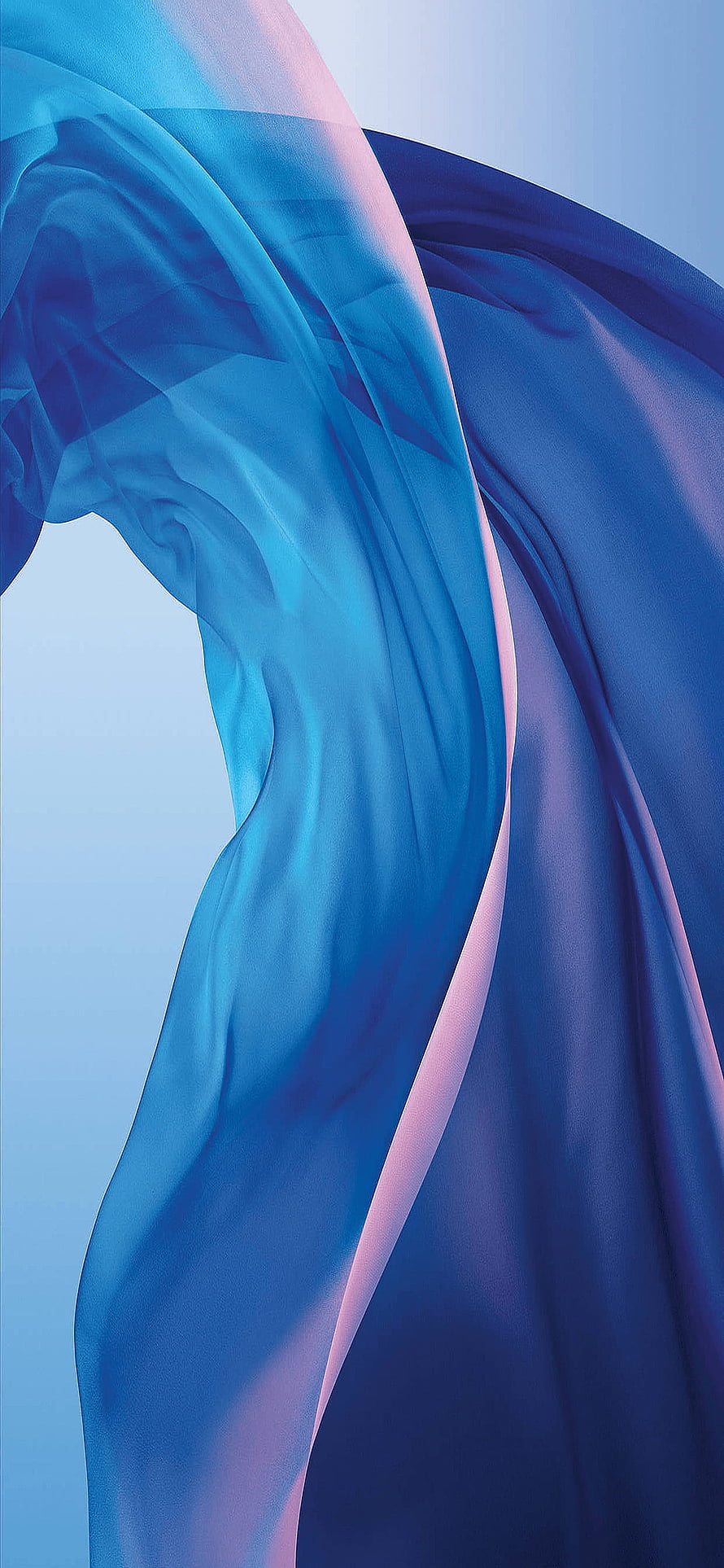 Flowing Blue Silk Fabric with Soft Pink Highlights Abstract Minimalist Design HD phone wallpaper