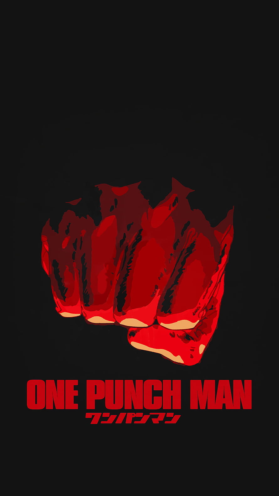 One Punch Man Red Fist Logo on Black Background Minimalist Anime Poster Art HD phone wallpaper