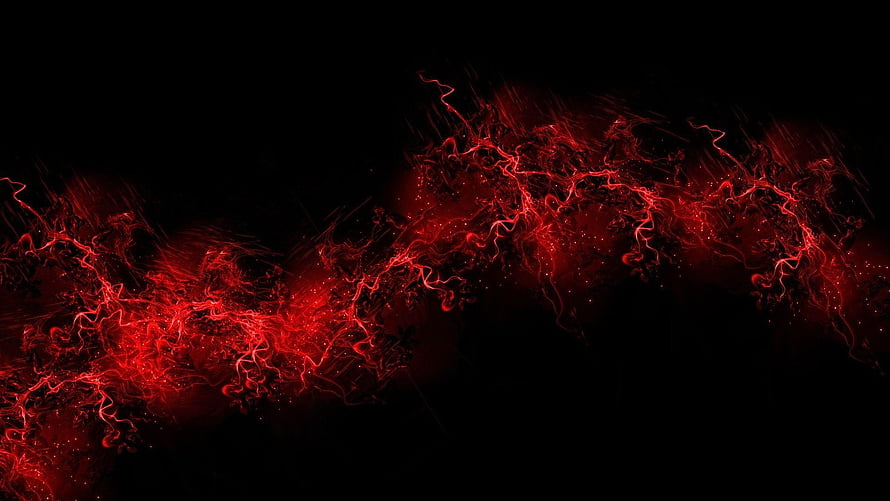 Vibrant Red Electric Energy Waves on a Deep Black Abstract Background HD wallpaper