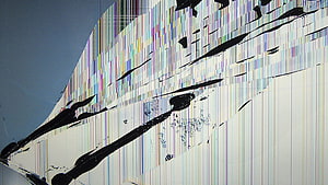 Abstract Glitch Art With Vertical Color Stripes And Black Ink Splatters HD wallpaper