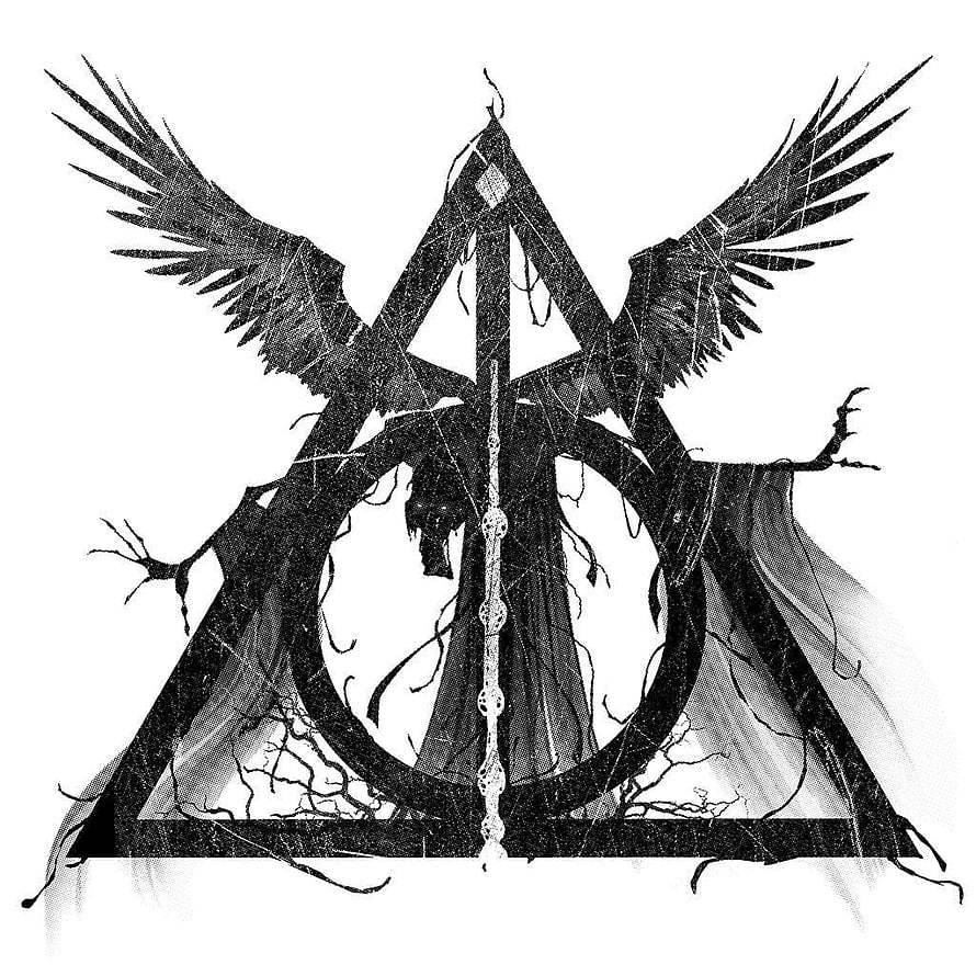 Harry Potter Deathly Hallows Symbol with Wings and Sword Illustration HD phone wallpaper