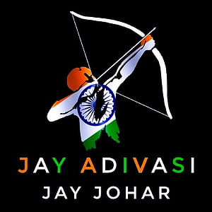 Jay Adivasi Jay Johar Archery Graphic with Indian Flag Colors and Ashoka Chakra HD phone wallpaper