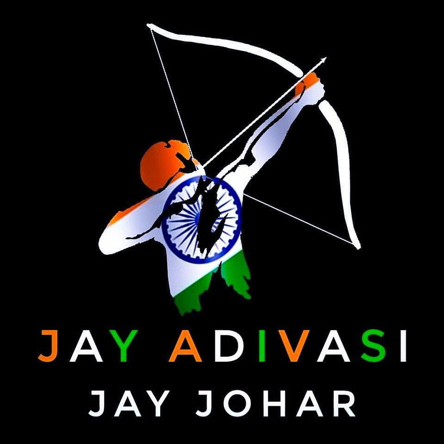 Jay Adivasi Jay Johar Archery Graphic with Indian Flag Colors and Ashoka Chakra HD phone wallpaper
