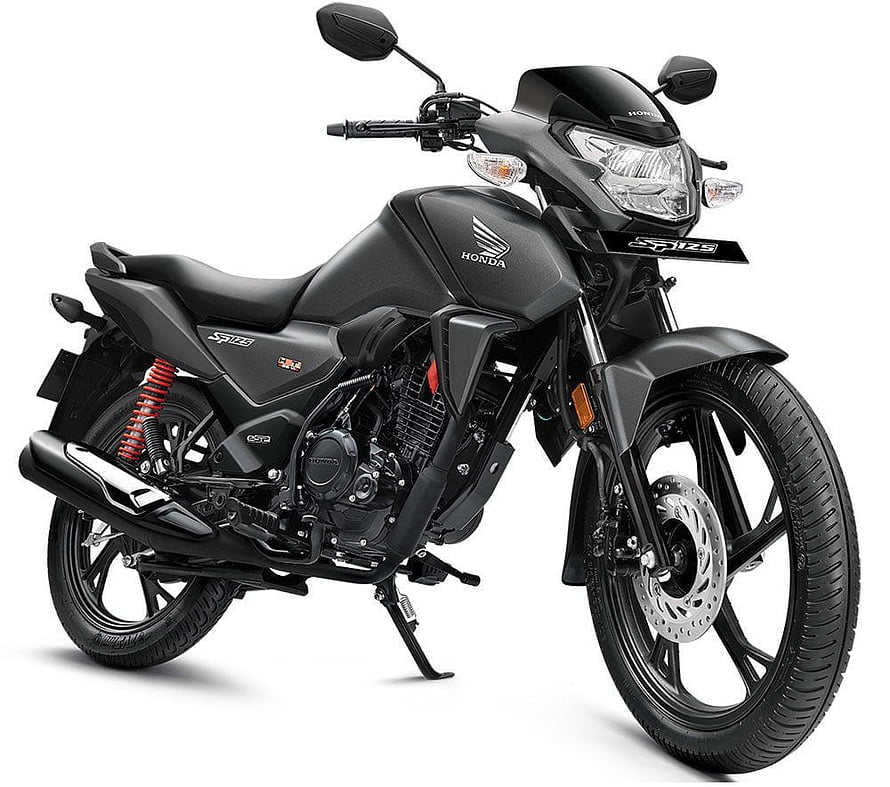 Black Honda SP125 Motorcycle Studio Shot with Red Rear Shock Absorber HD wallpaper