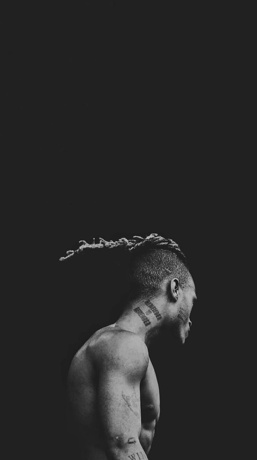 XXXTentacion Black and White Portrait with Dreads and Neck Tattoos HD phone wallpaper