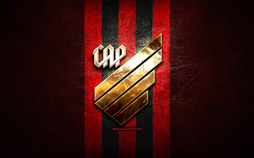 Athletico Paranaense Golden Crest on Red and Black Striped Grunge Background HD wallpaper