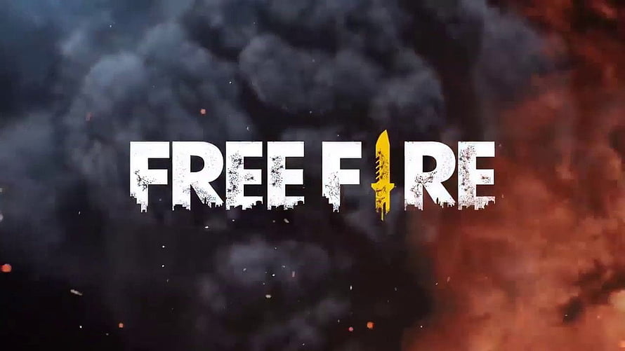 Free Fire Game Logo Against Dark Smoke and Fire Background HD wallpaper