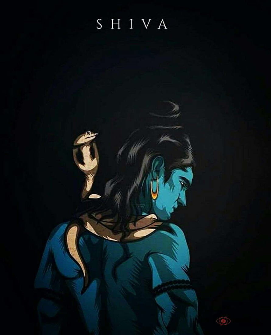 Shiva Hindu Deity Digital Art Portrait with Cobra and Blue Skin on Dark Background HD phone wallpaper