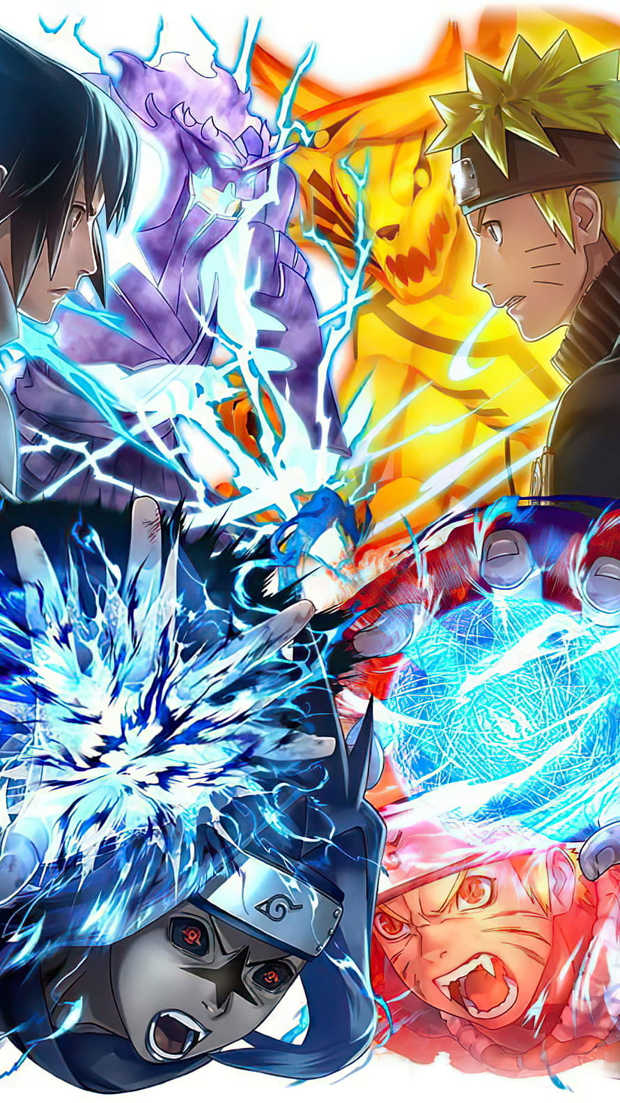 Naruto Uzumaki and Sasuke Uchiha Clash with Rasengan and Chidori in Epic Anime Battle HD phone wallpaper