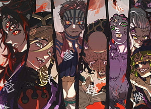 Demon Slayer Upper Moon Demons Group Portrait Anime Illustration HD wallpaper