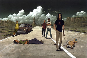 Beck Mongolian Chop Squad Anime Characters on Desert Highway HD wallpaper