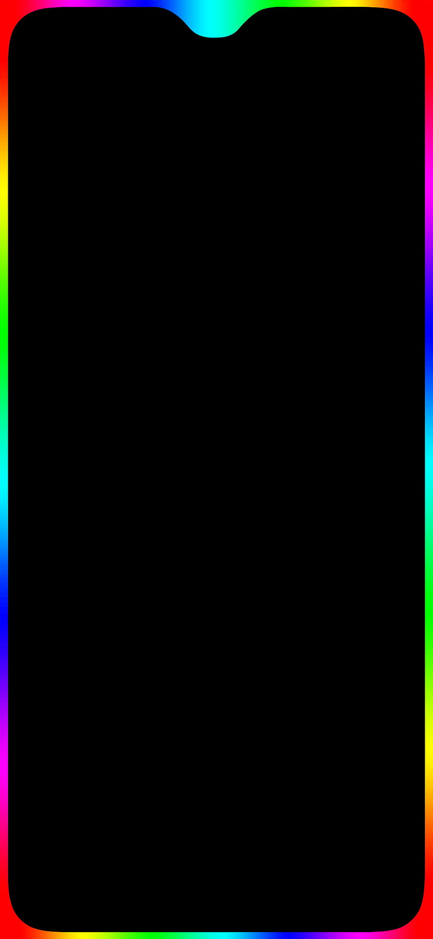 Vibrant Rainbow Gradient Border Framing a Minimalist Black Screen HD phone wallpaper