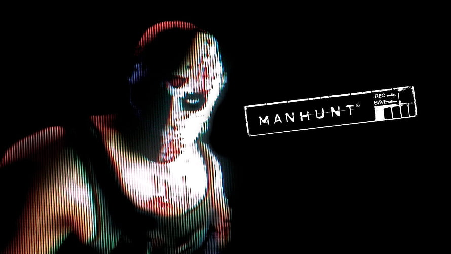 Manhunt 2 Glitch Art Horror Character with VHS Distortion and Dark Aesthetic HD wallpaper