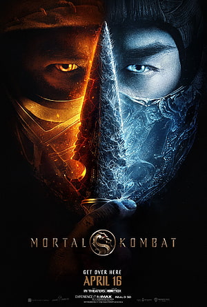 Mortal Kombat 2021 Movie Poster Featuring Split Face Design With Fire And Ice Elements HD phone wallpaper