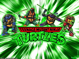 Teenage Mutant Ninja Turtles 1987 Cartoon Style Action Artwork HD wallpaper