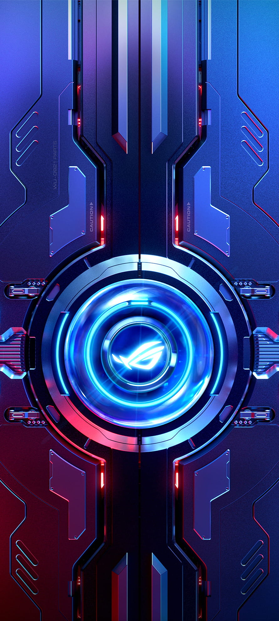 Asus ROG Gaming Phone 3 Futuristic Neon Blue and Red Sci-Fi Interface Wallpaper HD phone wallpaper
