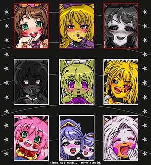 Five Nights at Anime 3 Character Portraits and Jumpscare Collage HD phone wallpaper