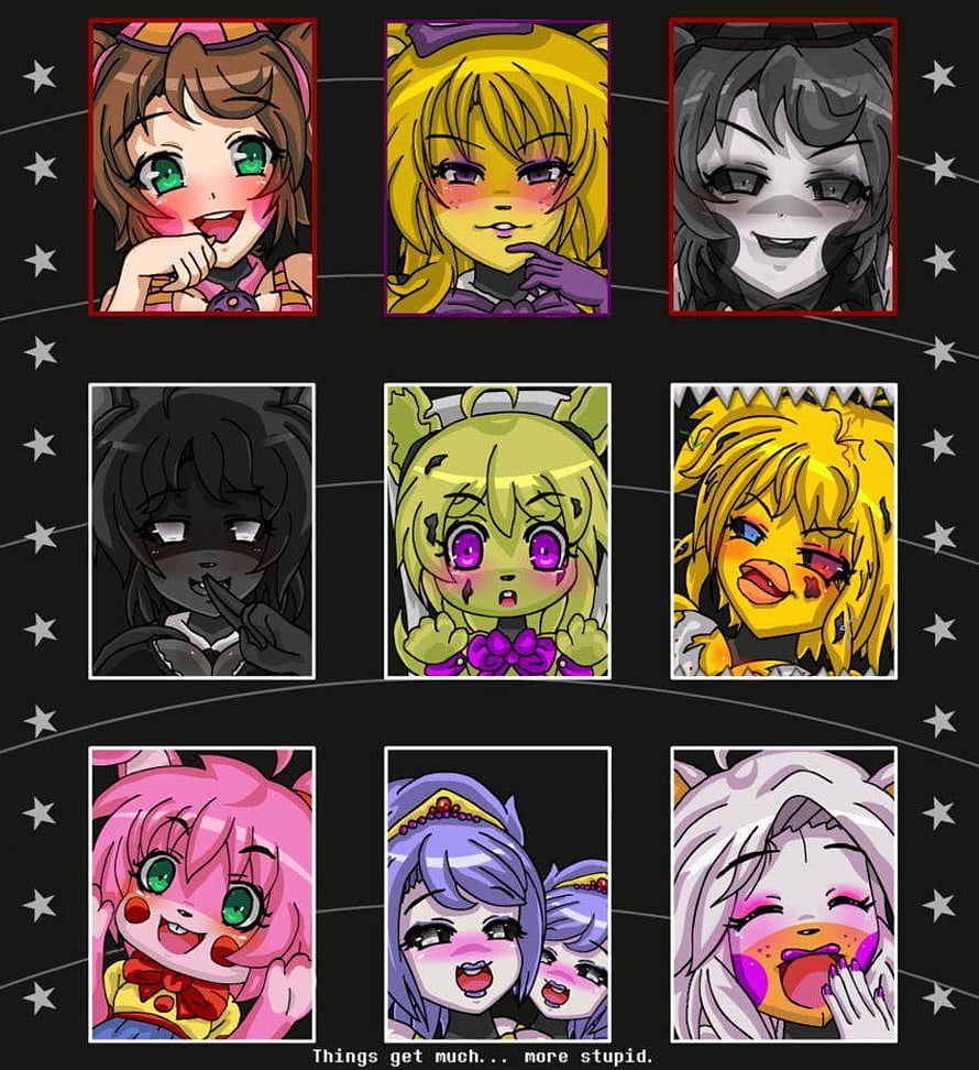 Five Nights at Anime 3 Character Portraits and Jumpscare Collage HD phone wallpaper