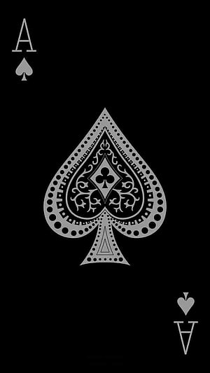 Ornate Ace of Spades Playing Card Design on Black Background HD phone wallpaper