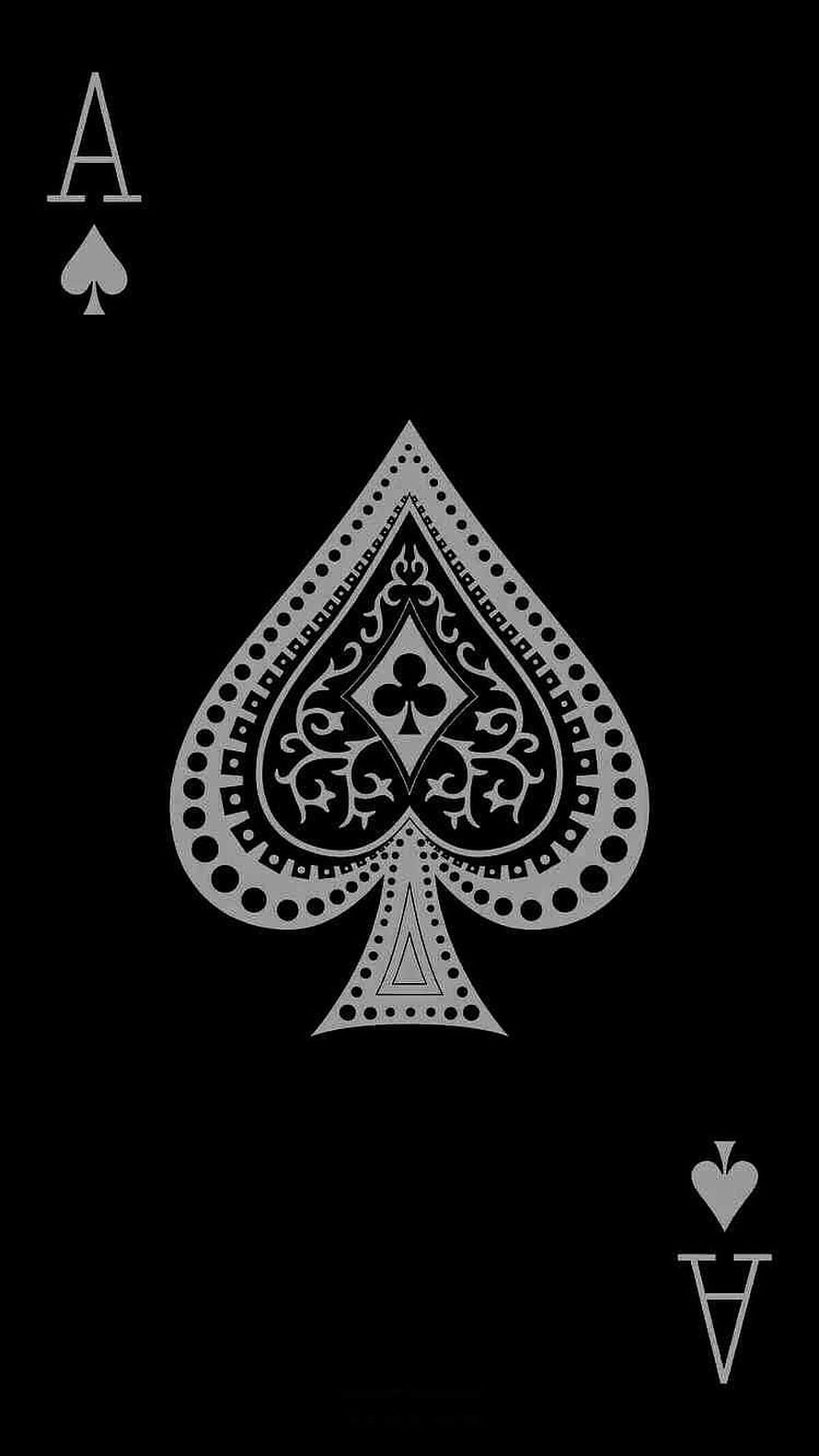 Ornate Ace of Spades Playing Card Design on Black Background HD phone wallpaper