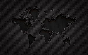 Dark Carbon Fiber World Map with Grunge Texture and Diagonal Stripes HD wallpaper
