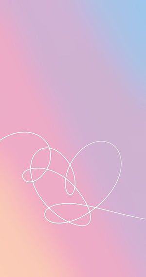 Minimalist White Line Heart on Pastel Pink and Blue Gradient Background HD phone wallpaper