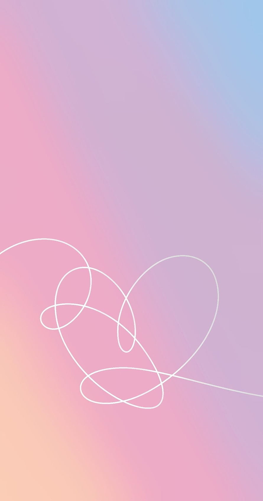 Minimalist White Line Heart on Pastel Pink and Blue Gradient Background HD phone wallpaper