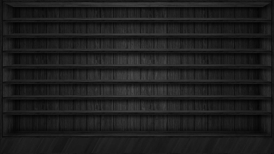 Dark Charcoal Wooden Shelving Unit With Empty Horizontal Compartments HD wallpaper
