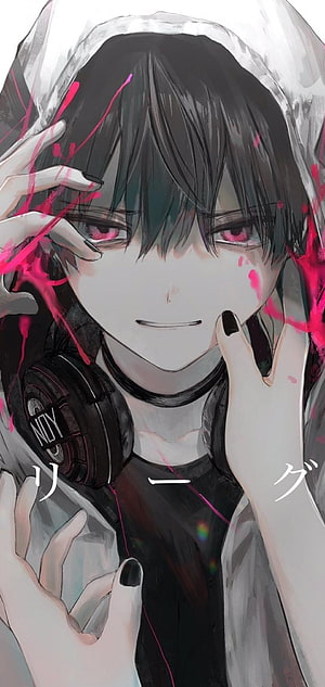 Anime Boy With Headphones And Hoodie In Dark Style HD phone wallpaper