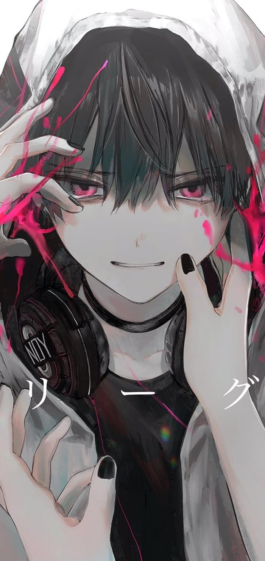 Anime Boy With Headphones And Hoodie In Dark Style HD phone wallpaper