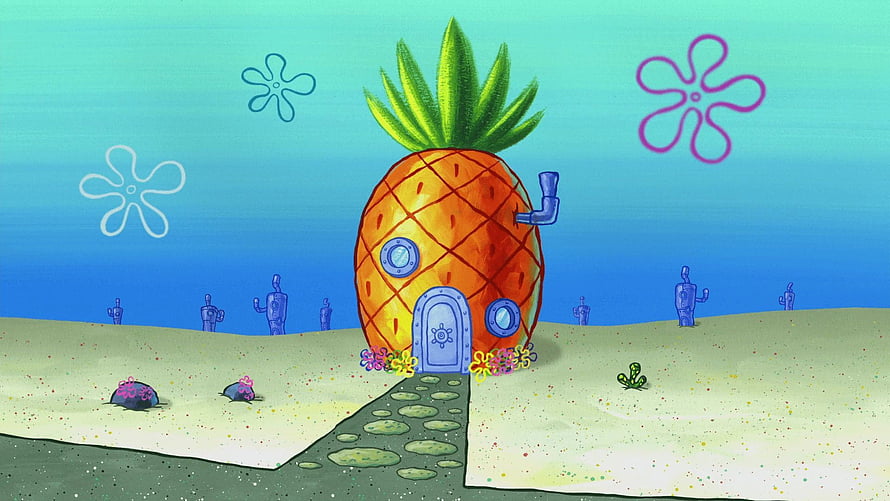 SpongeBob SquarePants Pineapple House in Bikini Bottom Underwater Scene HD wallpaper