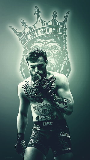 Conor McGregor UFC Fighter Portrait with Crown and Lion Graphic HD phone wallpaper