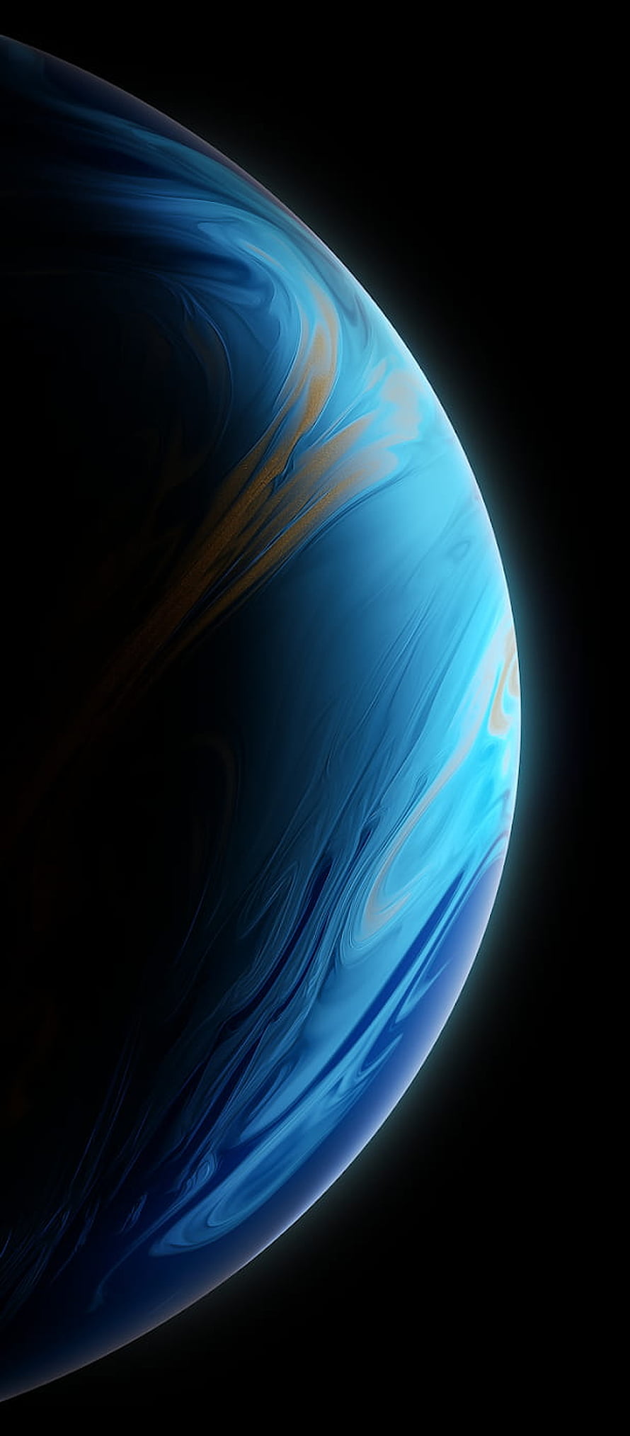 Abstract Blue Marble Sphere with Swirling Liquid Patterns on Black Background HD phone wallpaper