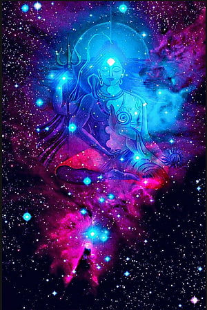 Lord Shiva Ardhnarishwar Meditation in Cosmic Galaxy Nebula HD phone wallpaper