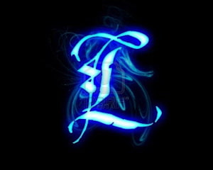 Glowing Blue Neon Letter L with Smoke Effects on Black Background HD wallpaper