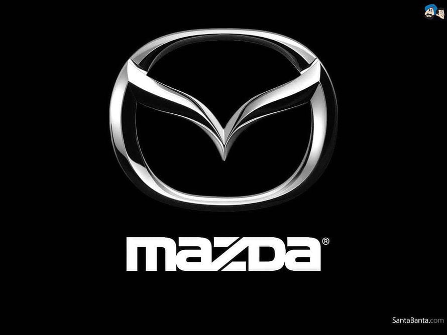 Mazda Emblem and Wordmark on Black Background HD wallpaper