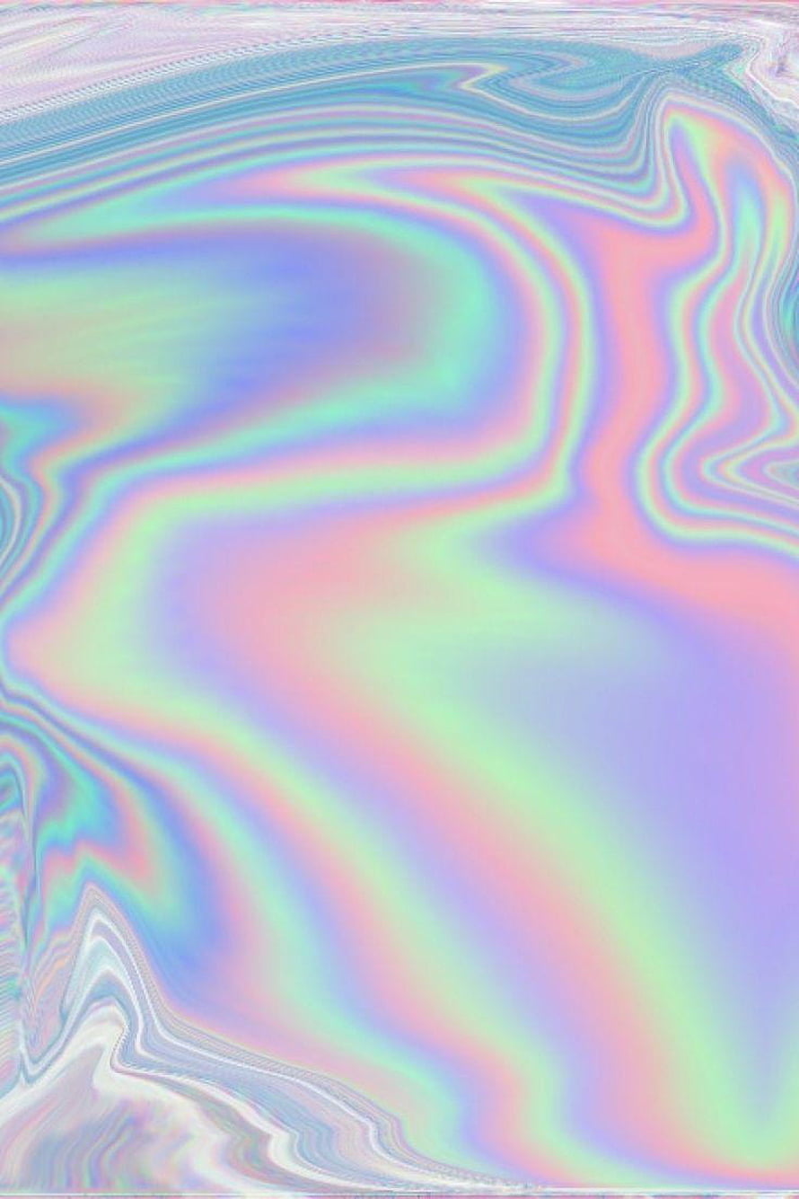 Iridescent Holographic Texture with Soft Pastel Waves and Abstract Liquid Flow HD phone wallpaper