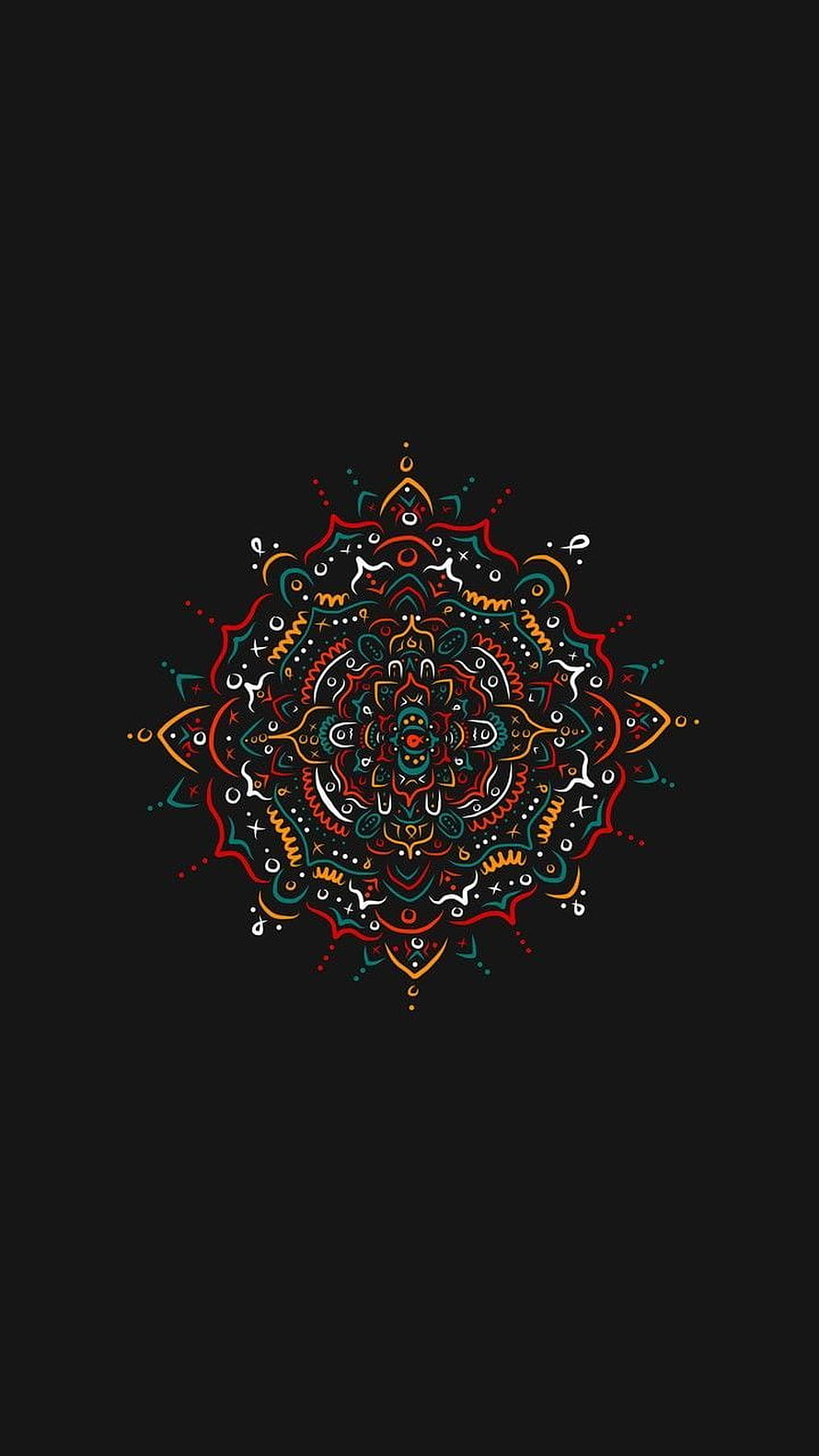 Intricate Multicolored Mandala Pattern on Black Background HD phone wallpaper