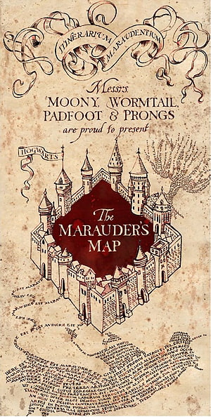 Harry Potter Marauder's Map Hogwarts Castle Illustration with Moony Wormtail Padfoot and Prongs HD phone wallpaper